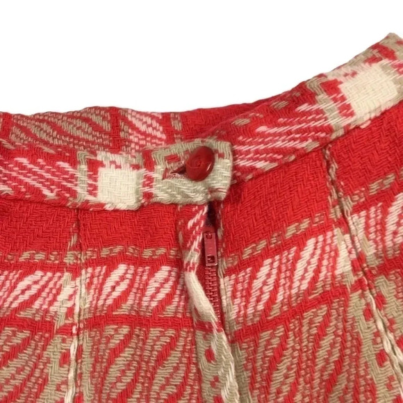 Vintage Bobbie Brooks red/tan pleated plaid  skirt​ - Picture 3 of 5
